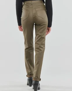 Vila - VICOMMIT COATED HW STRAIGHT PANT Marron