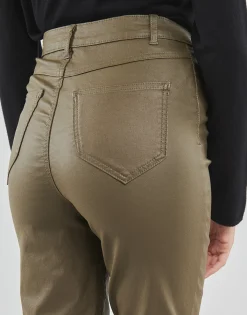 Vila - VICOMMIT COATED HW STRAIGHT PANT Marron